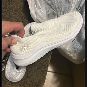Skechers White Slip-On Sneakers